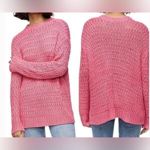Anine Bing Juliette Loose Knit Pink Sweater oversized size XS.
